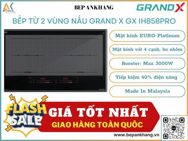 Bếp từ 2 vùng nấu Grand X GX IH858Pro - Made In Malaysia